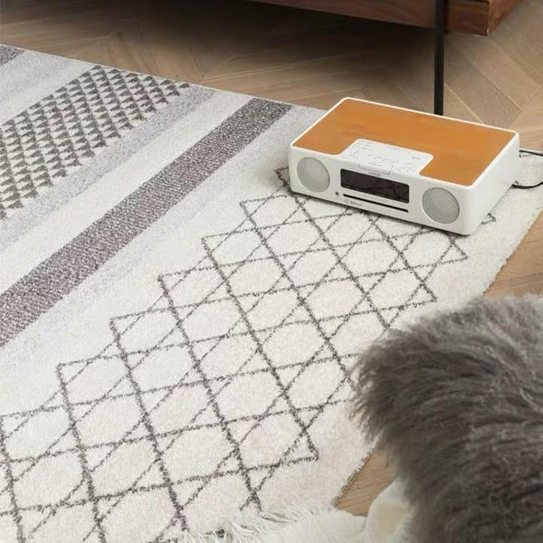 Freda Wool Blend Area Rug – Contemporary Dual Pattern Design, Soft Modern Floor Carpet for Living Room & Bedroom, Durable & Stylish Home Decor Rug - Sleek Furniture