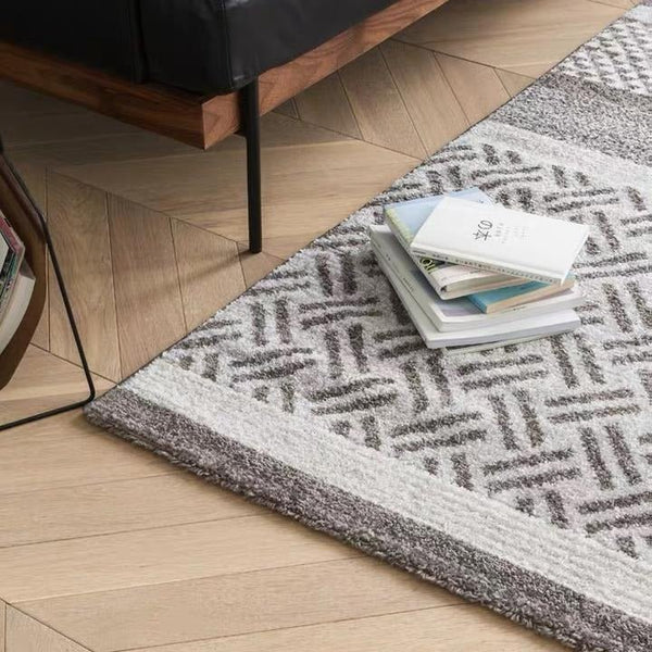 Freda Wool Blend Area Rug – Contemporary Dual Pattern Design, Soft Modern Floor Carpet for Living Room & Bedroom, Durable & Stylish Home Decor Rug - Sleek Furniture