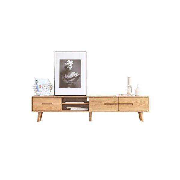 Freddie Extendable TV Stand & Media Unit, Ash Finish Wooden TV Cabinet with Storage, Modern Living Room Entertainment Unit, Noric Style Media Console - Sleek Furniture