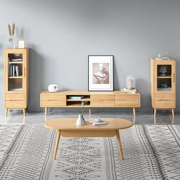 Freddie Extendable TV Stand & Media Unit, Ash Finish Wooden TV Cabinet with Storage, Modern Living Room Entertainment Unit, Noric Style Media Console - Sleek Furniture