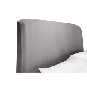 Frida Velvet Storage Ottoman Bed with Curved Headboard – Teal or Grey - Sleek Furniture