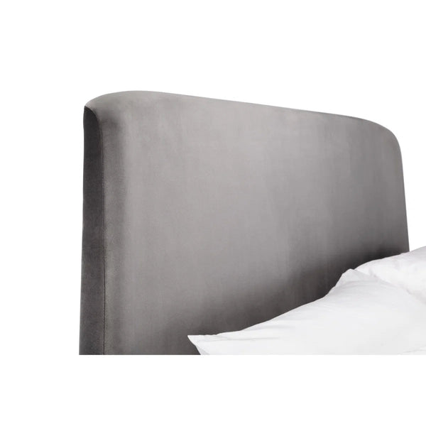 Frida Velvet Storage Ottoman Bed with Curved Headboard – Teal or Grey - Sleek Furniture