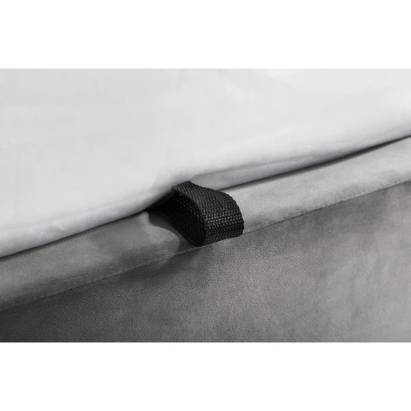 Frida Velvet Storage Ottoman Bed with Curved Headboard – Teal or Grey - Sleek Furniture
