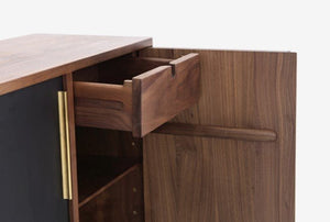 FU3 Modern Shoe Storage Cabinet Unit – Walnut & Black Finish Wooden Hallway Organizer with Multi - Layer Storage – Contemporary Space - Saving Footwear Rack - Sleek Furniture