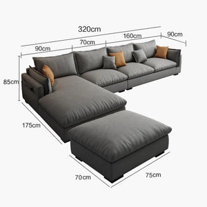 G918 Amos Three Seater Corner Sofa – Modern Leathaire Upholstered L-Shaped Sofa | Comfortable Contemporary Living Room Couch (Grey, Beige, Dark Grey, Blue) - Sleek Furniture