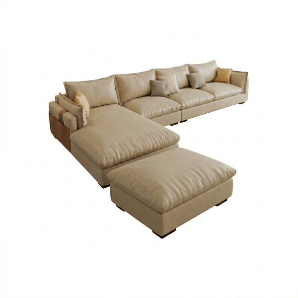 G918 Amos Three Seater Corner Sofa – Modern Leathaire Upholstered L-Shaped Sofa | Comfortable Contemporary Living Room Couch (Grey, Beige, Dark Grey, Blue) - Sleek Furniture