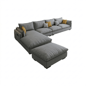 G918 Amos Three Seater Corner Sofa – Modern Leathaire Upholstered L-Shaped Sofa | Comfortable Contemporary Living Room Couch (Grey, Beige, Dark Grey, Blue) - Sleek Furniture