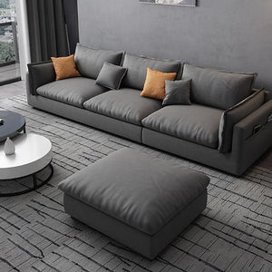 G918 Amos Three Seater Corner Sofa – Modern Leathaire Upholstered L-Shaped Sofa | Comfortable Contemporary Living Room Couch (Grey, Beige, Dark Grey, Blue) - Sleek Furniture