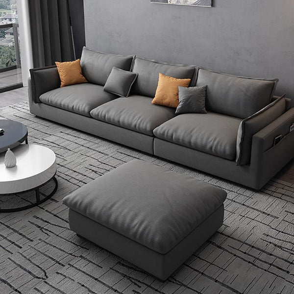 G918 Amos Three Seater Corner Sofa – Modern Leathaire Upholstered L-Shaped Sofa | Comfortable Contemporary Living Room Couch (Grey, Beige, Dark Grey, Blue) - Sleek Furniture