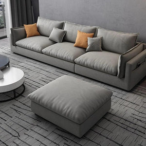 G918 Amos Three Seater Corner Sofa – Modern Leathaire Upholstered L-Shaped Sofa | Comfortable Contemporary Living Room Couch (Grey, Beige, Dark Grey, Blue) - Sleek Furniture