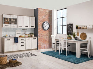 Gabriel White Oak Effect Kitchen Units Cabinet Set – 200cm Wide Storage Unit with 10 Doors & 2 Drawers – Modern Flat Pack Kitchen Furniture - My Store