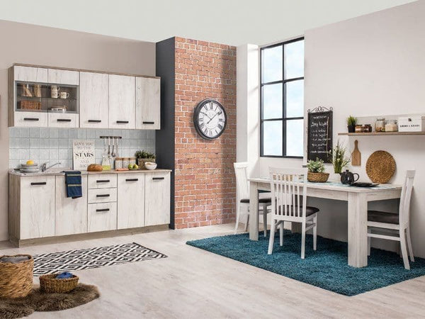 Gabriel White Oak Effect Kitchen Units Cabinet Set – 200cm Wide Storage Unit with 10 Doors & 2 Drawers – Modern Flat Pack Kitchen Furniture - My Store