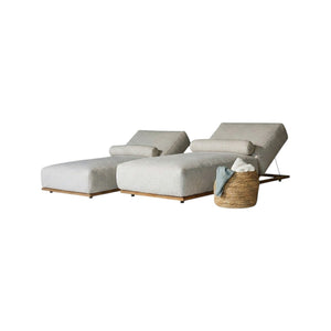 Gallo Teak Wood Reclinable Outdoor Sun Lounger with Cushion & Pillow – Waterproof Fabric Garden Recliner Chaise Lounge for Patio, Poolside & Outdoor Relaxation – Off White - Sleek Furniture