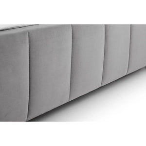 Gatsby 135cm Double Bed Frame in Light Grey Velvet with Winged Upholstered Headboard - Sleek Furniture