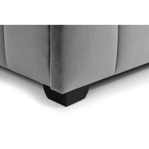 Gatsby 135cm Double Bed Frame in Light Grey Velvet with Winged Upholstered Headboard - Sleek Furniture