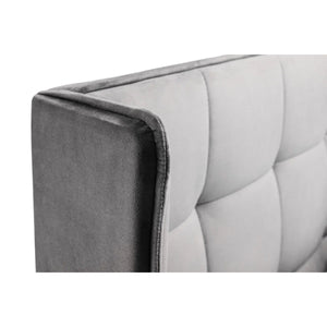 Gatsby 135cm Double Bed Frame in Light Grey Velvet with Winged Upholstered Headboard - Sleek Furniture