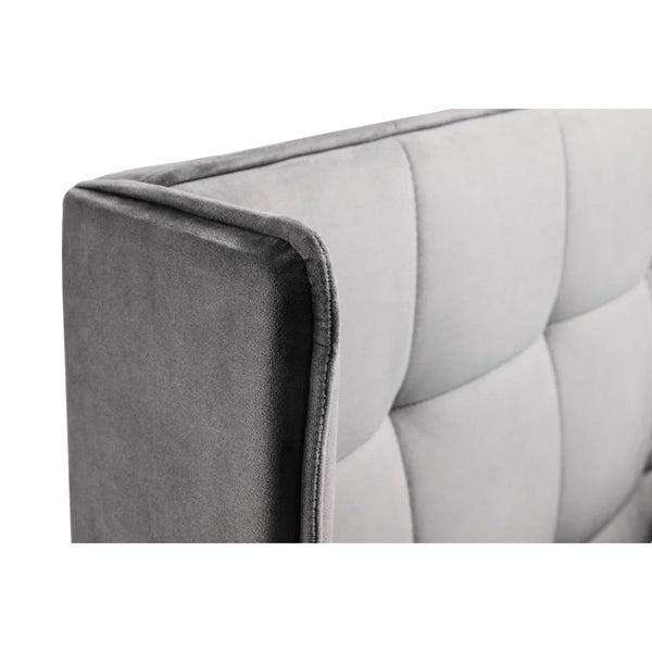 Gatsby 135cm Double Bed Frame in Light Grey Velvet with Winged Upholstered Headboard - Sleek Furniture