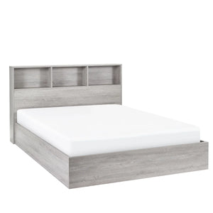 Bali Grey Oak Ottoman Storage Bed with Bookcase Headboard