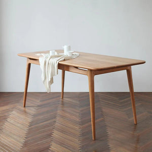Giano Solid Wood Dining Table in Oak Finish, Modern Rectangular Dining Table for Kitchen & Dining Room, Contemporary Wooden Table for 4 to 6 Seaters - Sleek Furniture