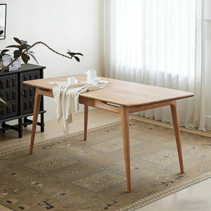 Giano Solid Wood Dining Table in Oak Finish, Modern Rectangular Dining Table for Kitchen & Dining Room, Contemporary Wooden Table for 4 to 6 Seaters - Sleek Furniture