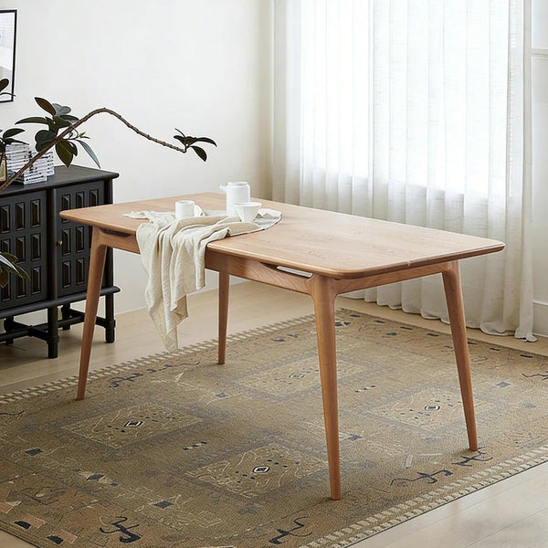 Giano Solid Wood Dining Table in Oak Finish, Modern Rectangular Dining Table for Kitchen & Dining Room, Contemporary Wooden Table for 4 to 6 Seaters - Sleek Furniture