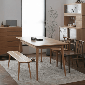 Giano Solid Wood Dining Table in Oak Finish, Modern Rectangular Dining Table for Kitchen & Dining Room, Contemporary Wooden Table for 4 to 6 Seaters - Sleek Furniture