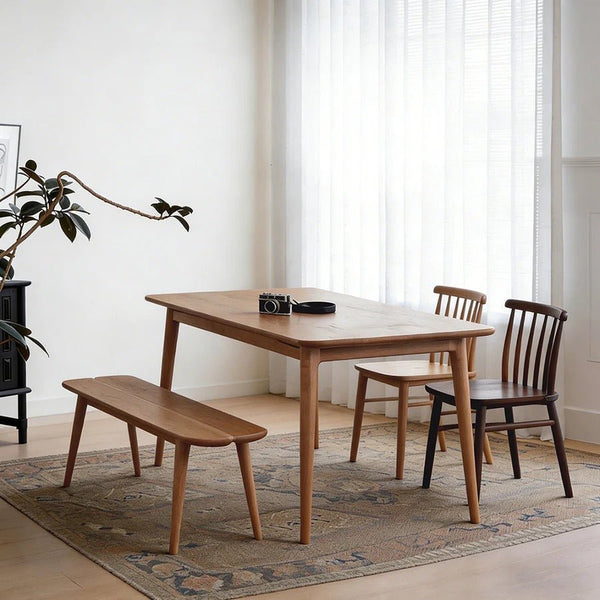 Giano Solid Wood Dining Table in Oak Finish, Modern Rectangular Dining Table for Kitchen & Dining Room, Contemporary Wooden Table for 4 to 6 Seaters - Sleek Furniture