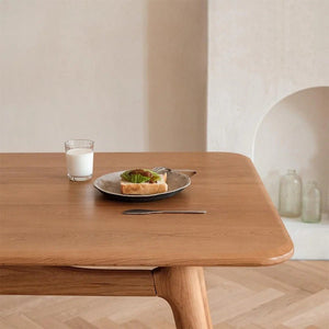Giano Solid Wood Dining Table in Oak Finish, Modern Rectangular Dining Table for Kitchen & Dining Room, Contemporary Wooden Table for 4 to 6 Seaters - Sleek Furniture