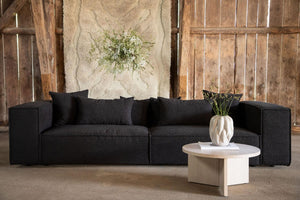 Gillholmen Black Bouclé Armchair | Nordic Crescent Chair | Modern Minimalist Living Room Accent