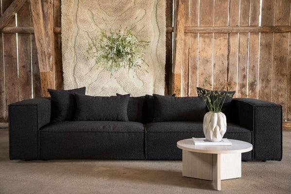 Gillholmen Black Bouclé Armchair | Nordic Crescent Chair | Modern Minimalist Living Room Accent