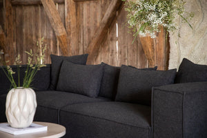 Gillholmen Black Bouclé Armchair | Nordic Crescent Chair | Modern Minimalist Living Room Accent