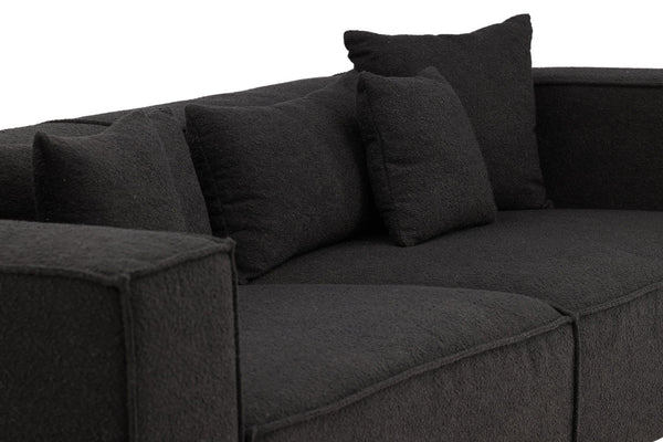 Gillholmen Black Bouclé Armchair | Nordic Crescent Chair | Modern Minimalist Living Room Accent