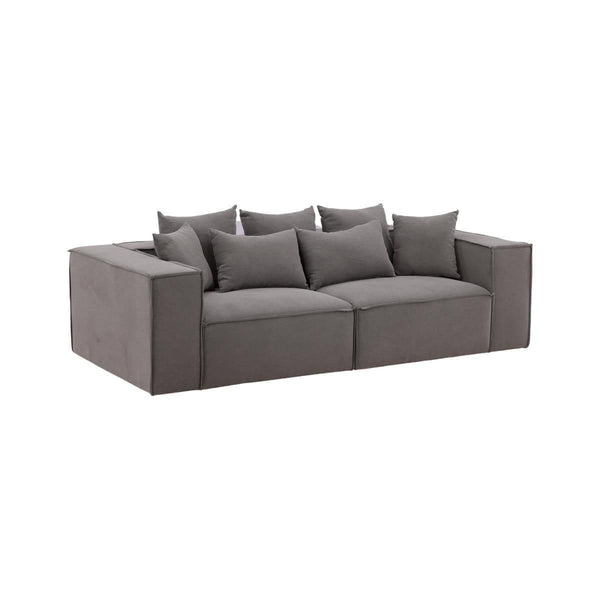 Gillholmen Grey Linen Sofa | Scandinavian 3-Seater with Cushions | Modern Cozy Living Room Couch