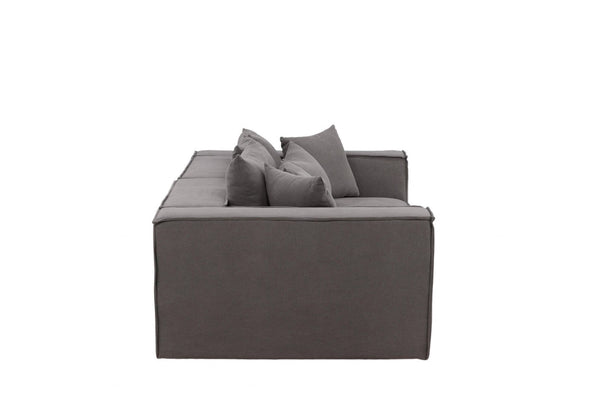 Gillholmen Grey Linen Sofa | Scandinavian 3-Seater with Cushions | Modern Cozy Living Room Couch