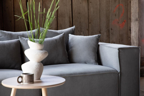 Gillholmen Grey Linen Sofa | Scandinavian 3-Seater with Cushions | Modern Cozy Living Room Couch