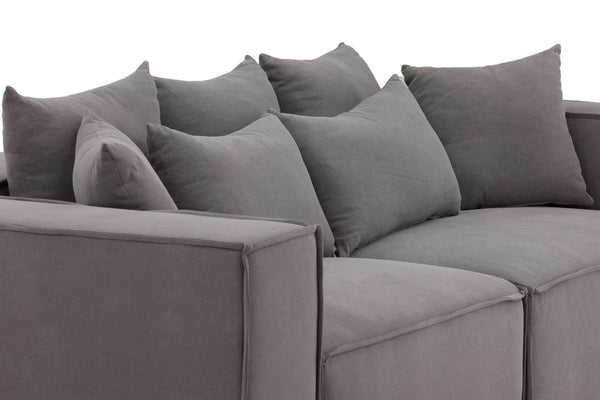 Gillholmen Grey Linen Sofa | Scandinavian 3-Seater with Cushions | Modern Cozy Living Room Couch