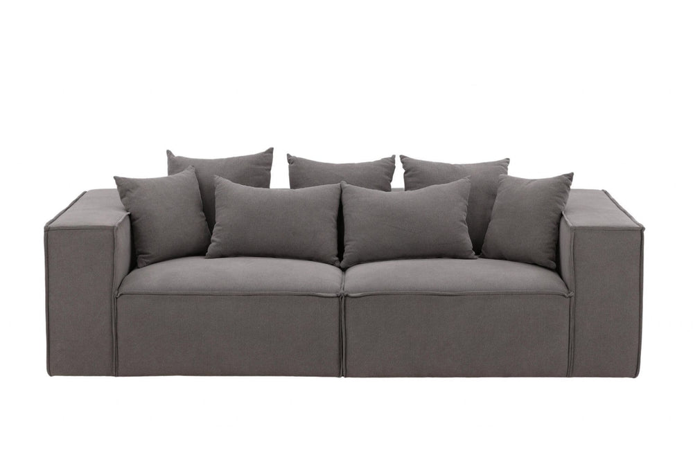 Gillholmen Grey Linen Sofa | Scandinavian 3-Seater with Cushions | Modern Cozy Living Room Couch