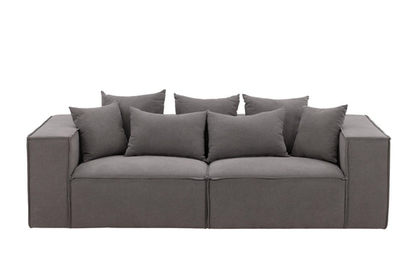 Gillholmen Grey Linen Sofa | Scandinavian 3-Seater with Cushions | Modern Cozy Living Room Couch