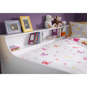 Grace Pure White Wooden Daybed with Built-In Shelving – Modern Single Guest Bed Frame - Sleek Furniture