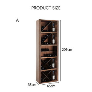 Grace Vintage Wine Cabinet with Wine Rack – Solid Wood Drinks Cabinet with Storage Shelves, Glass Holder & Metal Accents – Walnut Finish – 65×30×201 cm - Sleek Furniture