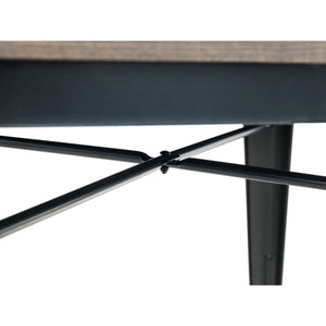 Grafton Industrial Square Dining Table – Solid Elm Top & Black Steel Frame – 80cm - Sleek Furniture