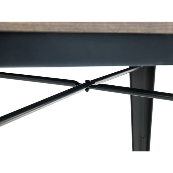 Grafton Industrial Square Dining Table – Solid Elm Top & Black Steel Frame – 80cm - Sleek Furniture