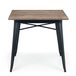 Grafton Industrial Square Dining Table – Solid Elm Top & Black Steel Frame – 80cm - Sleek Furniture
