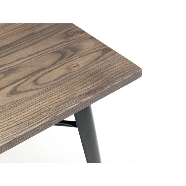 Grafton Industrial Square Dining Table – Solid Elm Top & Black Steel Frame – 80cm - Sleek Furniture