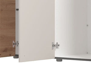 Granada 5-Door Mirrored Wardrobe in Cashmere & Artisan Oak Effect – Modern Bedroom Storage with Hanging Rails and Shelves, H 217.5cm x W 220cm x D 62cm - My Store