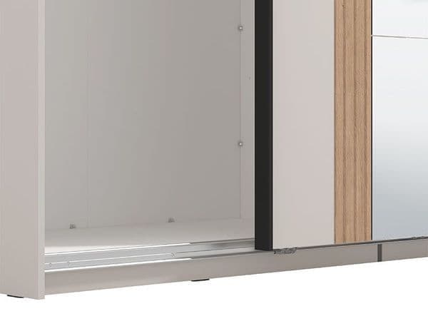 Granada Cashmere & Artisan Oak Effect Sliding Door Wardrobe with Mirror, 2 Hanging Rails & 2 Shelves – 220cm Wide, Modern Bedroom Storage