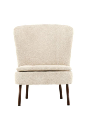 Hällsö Armchair, Beige Bouclé | Trendy Cozy Accent Chair with Walnut Legs