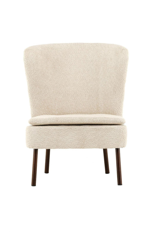 Hällsö Armchair, Beige Bouclé | Trendy Cozy Accent Chair with Walnut Legs