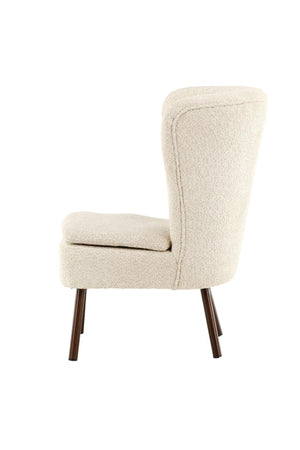 Hällsö Armchair, Beige Bouclé | Trendy Cozy Accent Chair with Walnut Legs
