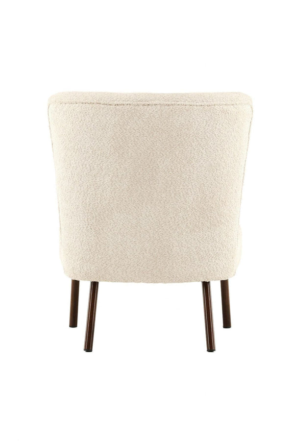 Hällsö Armchair, Beige Bouclé | Trendy Cozy Accent Chair with Walnut Legs